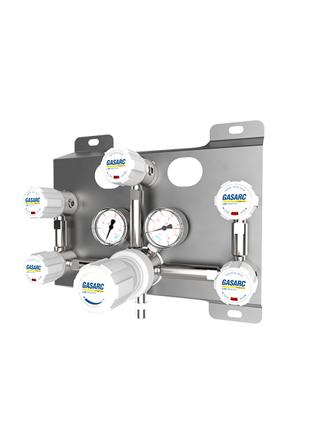 Lab Master LGM5000 Series 5.0 Purity Single Stage Nickel Plated Brass Barstock Diaphragm Manual Change Gas Control Panel