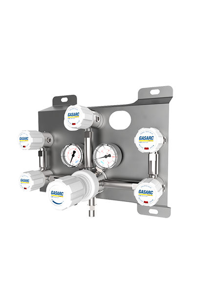 Lab Master LGM5000 Series 5.0 Purity Two Stage Nickel Plated Brass Barstock Diaphragm Manual Change Gas Control Panel