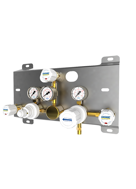 Tech Master GPD4000 Series 4.5 Purity Single Stage Brass Barstock Diaphragm BS EN ISO 7291 Differential Autochange Gas Control Panel