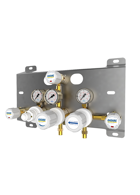 Tech Master GPD4000 Series 4.5 Purity Two Stage Brass Barstock Diaphragm BS EN ISO 7291 Differential Autochange Gas Control Panel